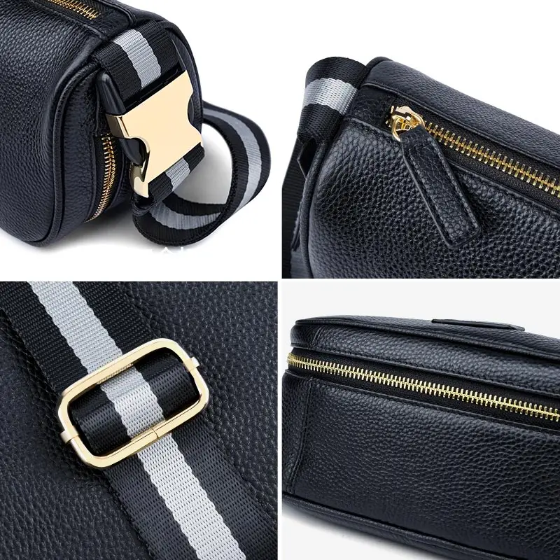 Top grain cow leather side bag ladies hand bags women shoulder crossbody purse wide straps fashion sling bags for women