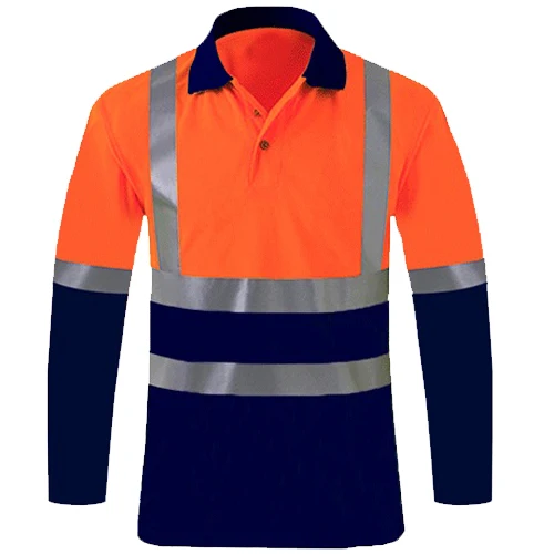Hi-Vis Safety Polo Shirt High Visibility Construction Work Shirt with Reflective Strips