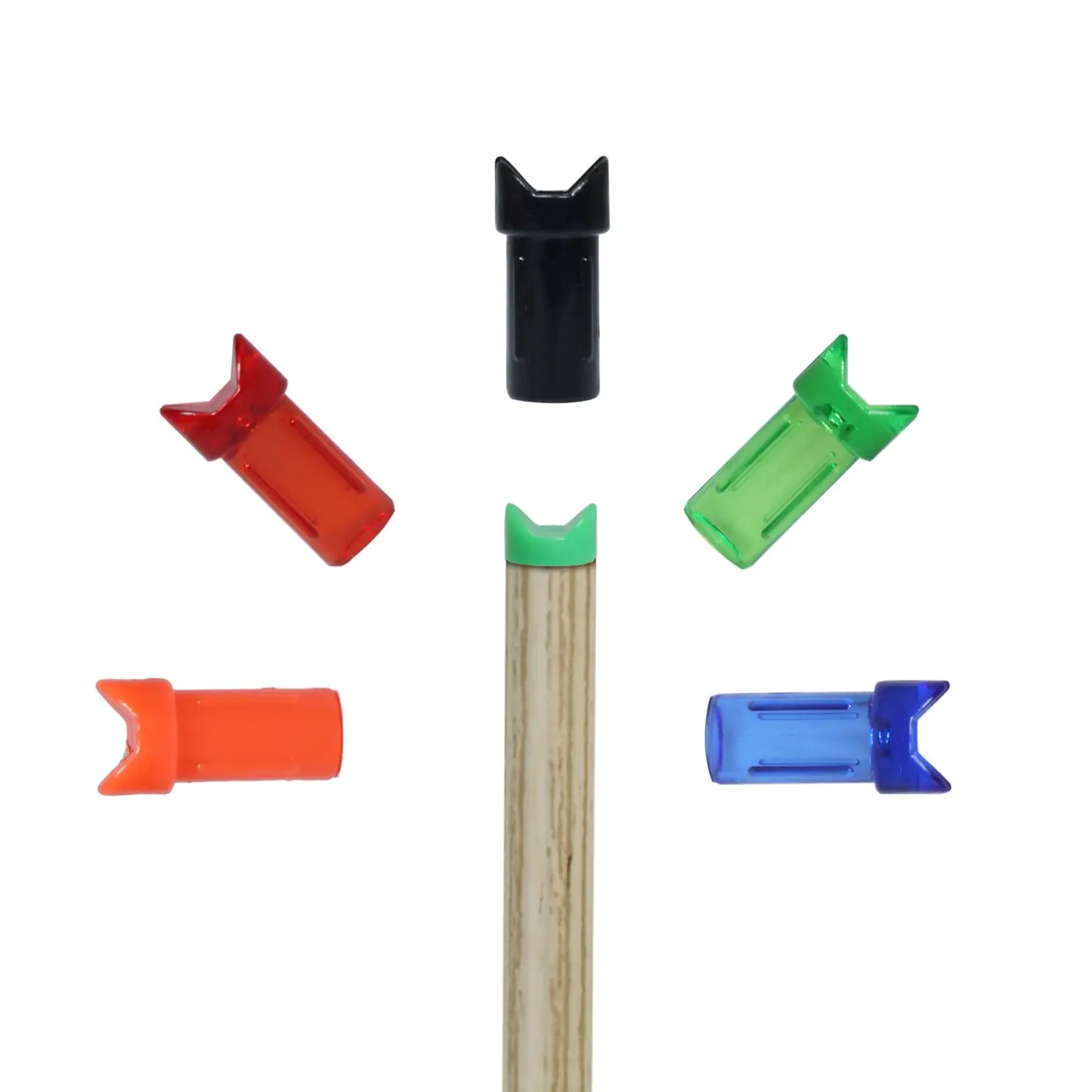 6 Colors Arrow Half-moon Insert Nocks ID 7.6mm/0.300 Inch Archery Arrow Accessories Knocks for Crossbow Bolts