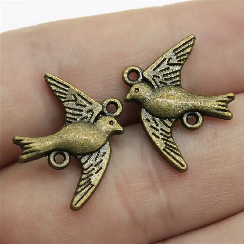 wholesale antique peace dove charms fit jewelry accessory bird shaped charms for DIY jewelry making