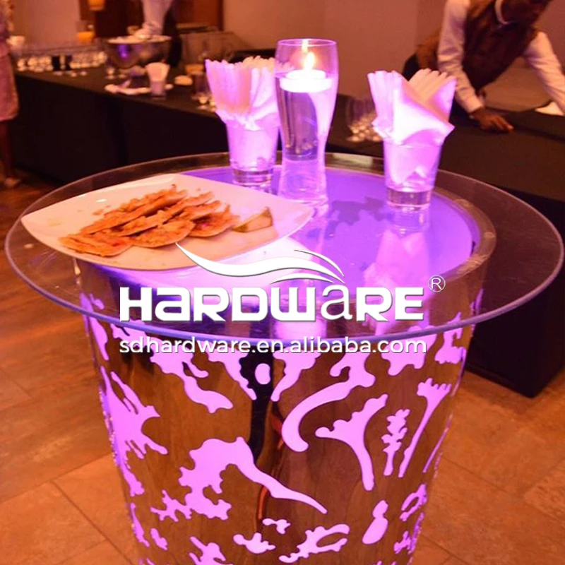 Commercial Hotel Furniture Luminous Portable High Bar Cocktail Stand Round  Led Bar Table