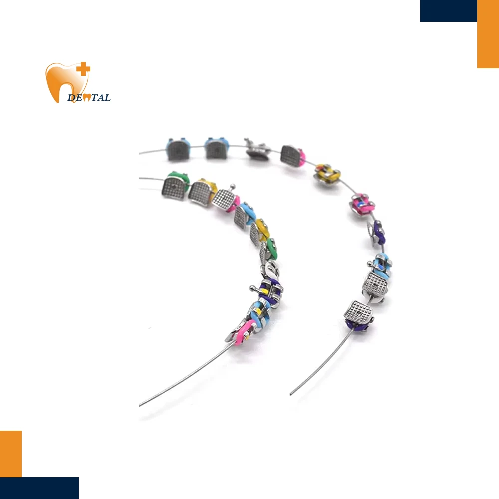 Orthodontic fashion False braces for teeth false teeth metal bracket kit colorful crowns orthodontics ligature tie