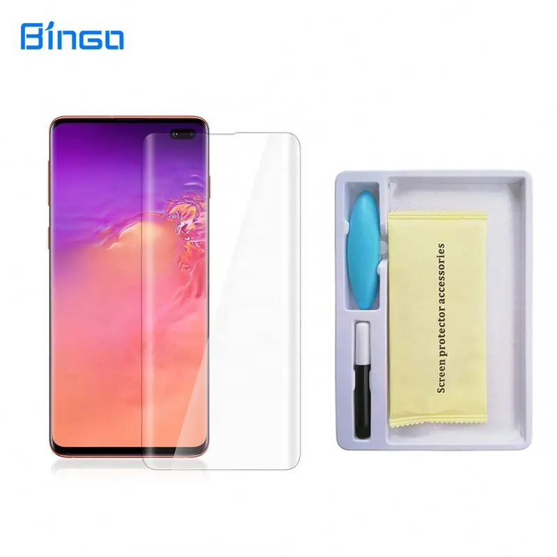 2021 full cover UV High Transparent Anti-explosion curved screen protector tempered glass with LED for huawei NOVA 7PRO
