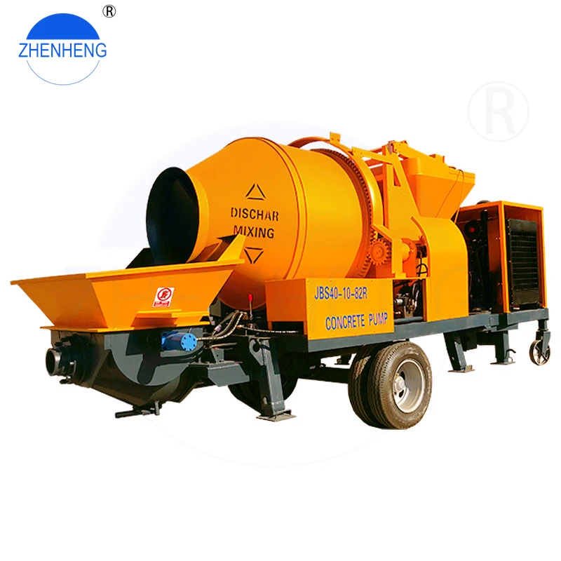 Zhenheng Portable  Jbs 40 Diesel 40 M3/H Trailer Mounted Concrete Mixer Pump Canada Concrete Pumps Price For Sale