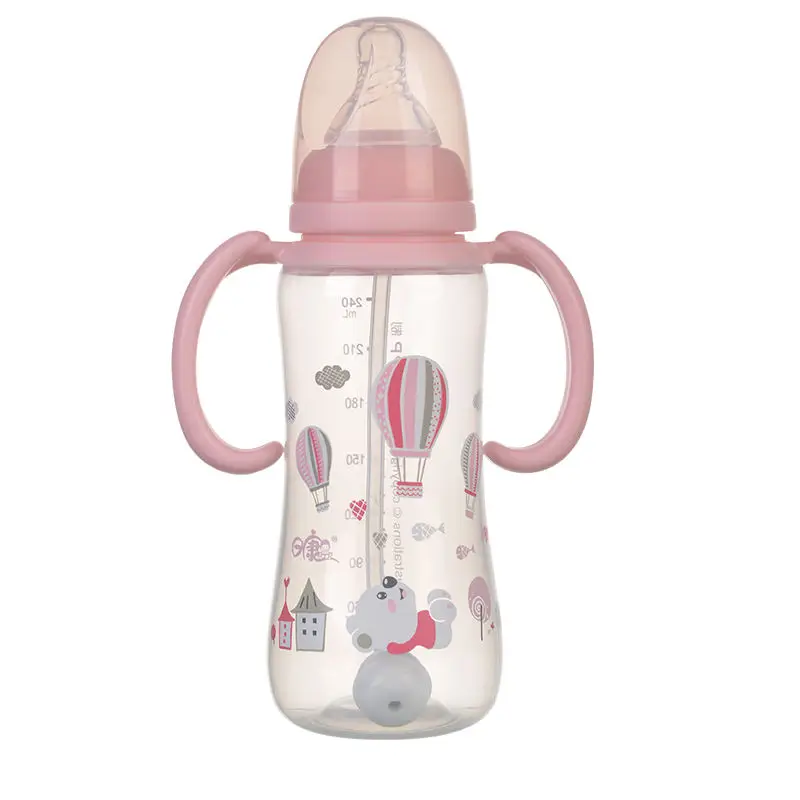 RK-3069 240ml Transparent Kids Feeding Bottles Silica Gel pp Straw Training Baby Water Bottle