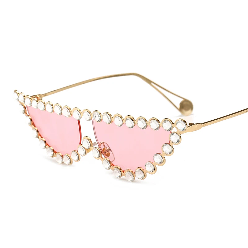 luxury rhinestone women sunglasses cat eye pearl metal sun glasses brand designer italy custom logo wholesale oculos
