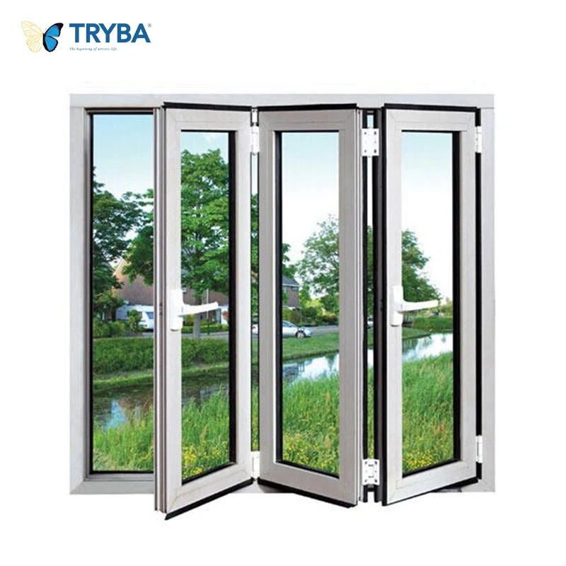 Hot-selling  custom style  Thermal Break  aluminium bi-fold glass  windows used for  office  folding windows