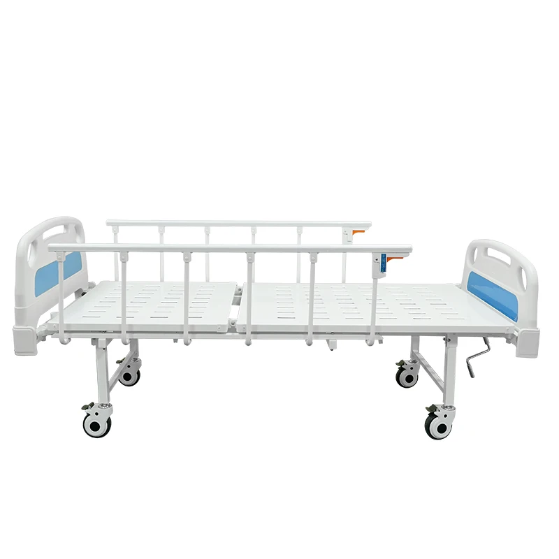 Made In Foshan Simple Manual Crank Medical Equipments Hospital Bed With Wheels