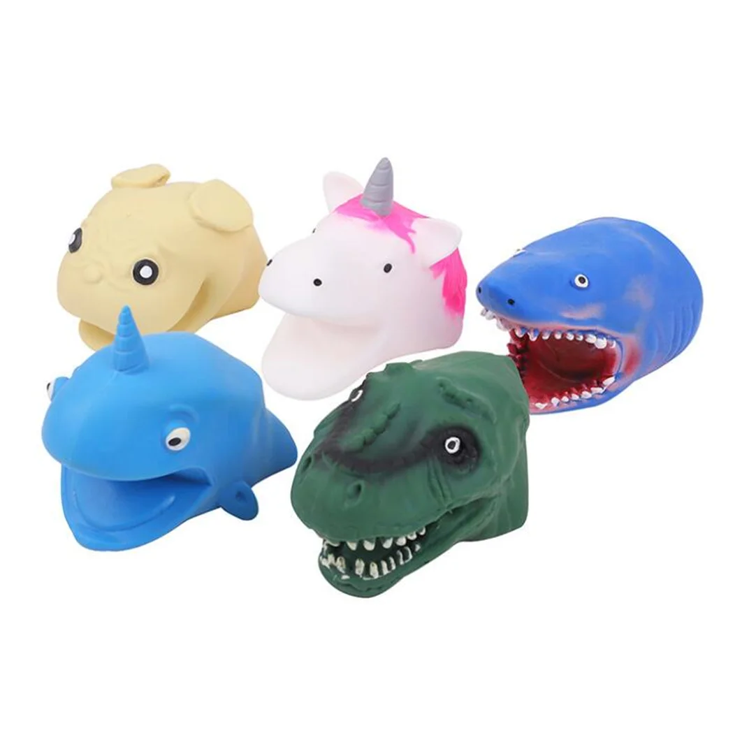 Hand puppet TPR toy for kids finger dinosaur toy manufactory new design