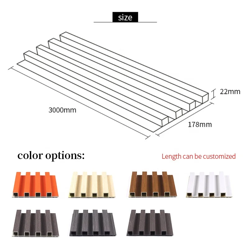 Wood plastic composite fluted boards high density decorative  wall cladding wpc outdoor wall panel