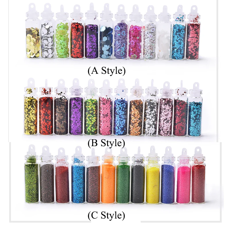 Nail Art Rhinestones Beads Sequins Glitter Powder Manicure Decoral Tips Polish Nail Stickers Mixed Design