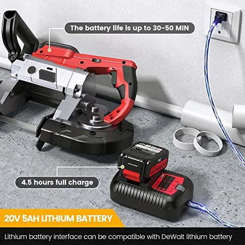 20V 5.0 Ah lithium small portable diy  hand held cordless wood bandsaws band belt saw kit