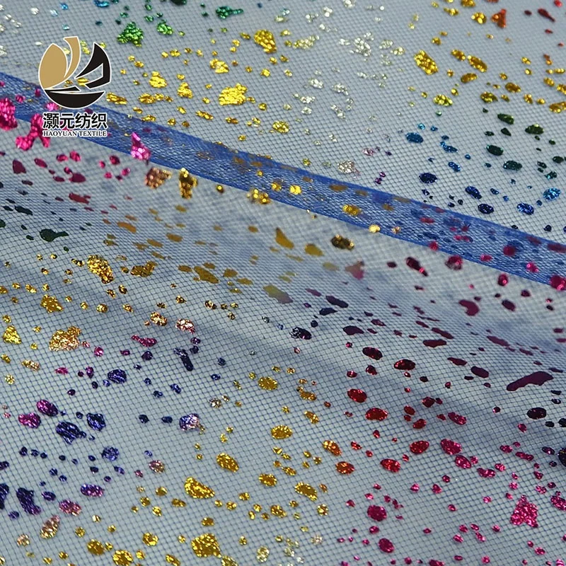 Wholesale ready made colorful polyester lurex tulle foil fabric for children dress