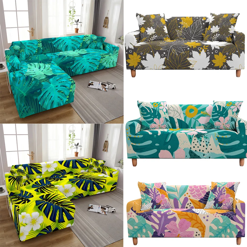 Fashion 3d Digital Printing Sofa Cover Manufacturer Stretch Elastic Flower Tropical Leaves Slipcover Couch Sofa Covers
