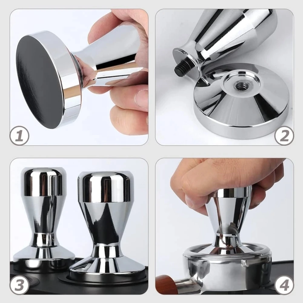 Coffee Powder Bean Press Hammer Stainless Steel Flat Base Stainless Steel Coffee Tamper with Handle Coffee Tamper