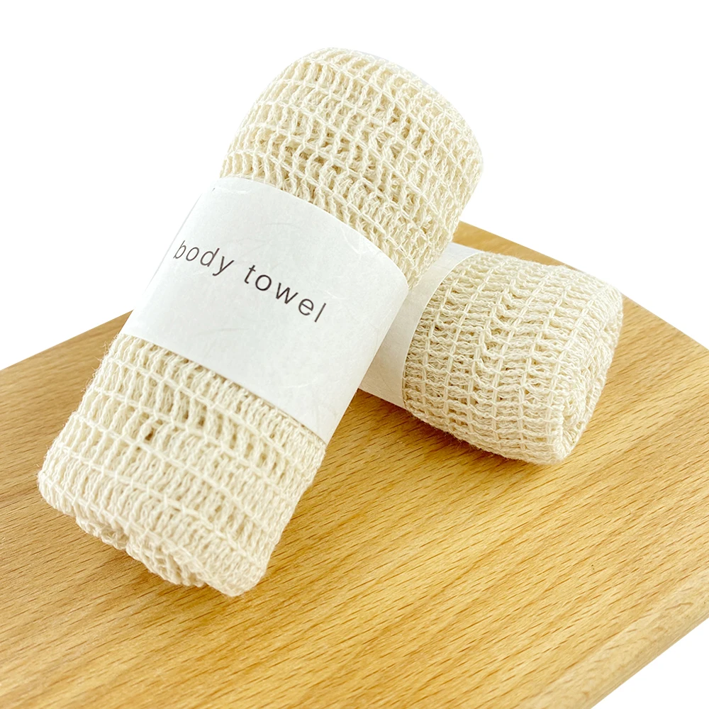 Eco-Friendly Cheap And Cheerful Waist Seal Custom Logo 19*90CM 100% Pure Cotton Exfoliate Portable Body Wash Towel