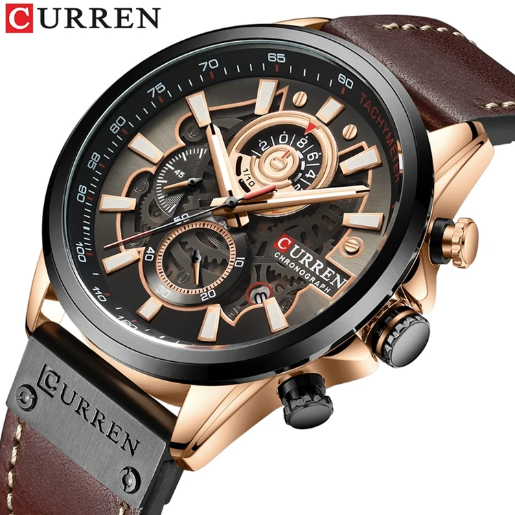  2020 г. завод Curren 8380 лидер продаж новые мужские модные кварцевые часы с кожаным ремешком военные спортивные наручные хронографом