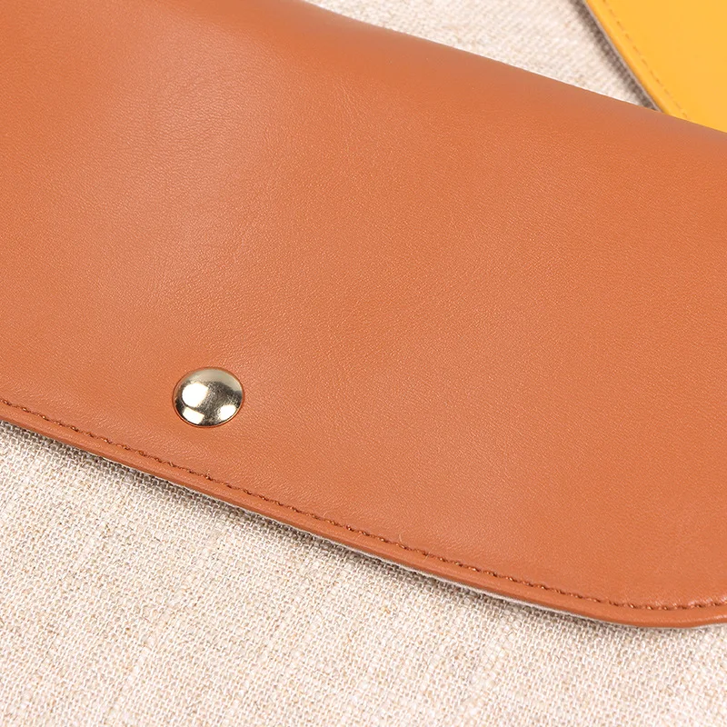 Natural Jute Makeup Bag PU Trim Flap Makeup Pouch Plain Toiletry Storage Bag Envelope Shape PU and Linen Cosmetic Bag