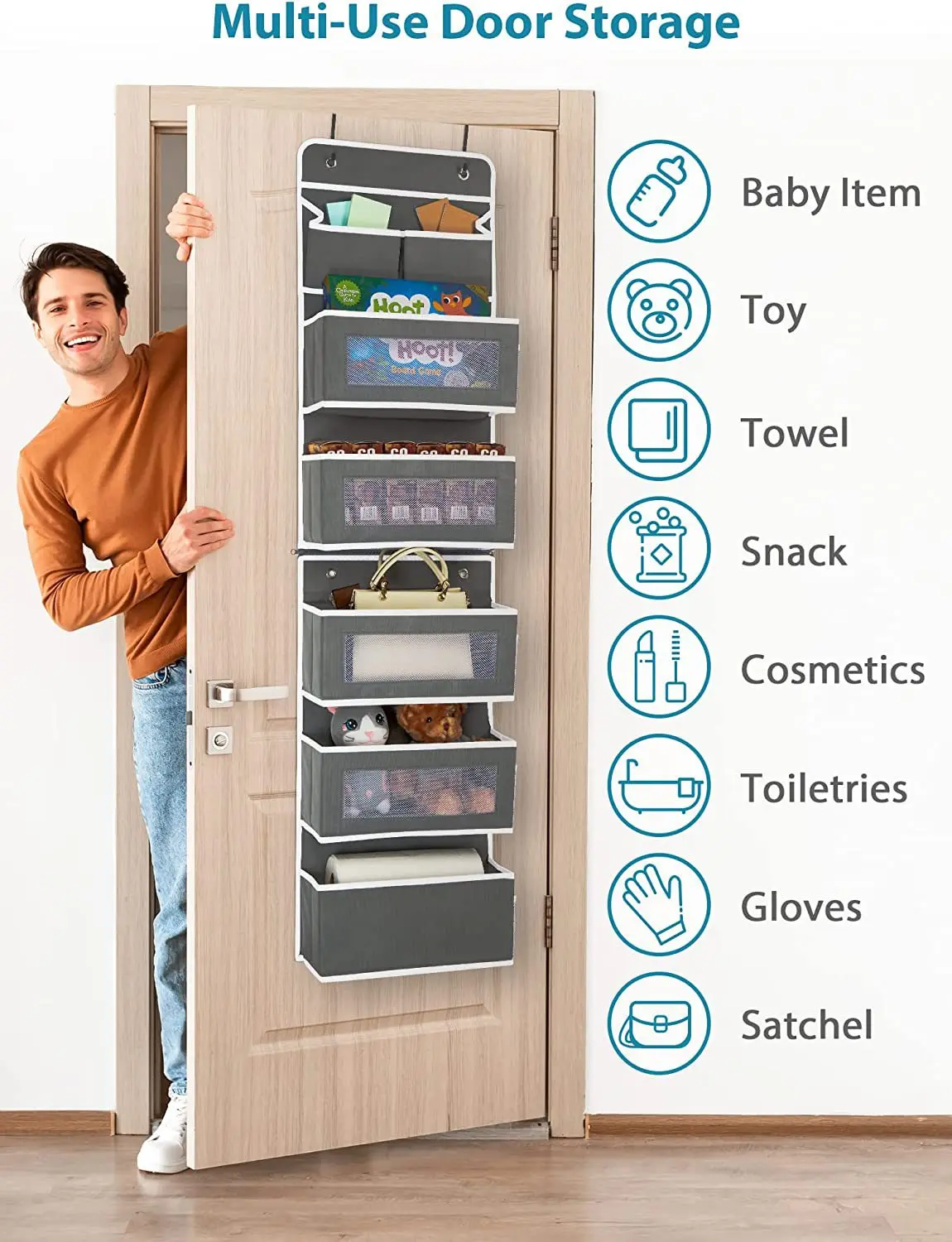 6-layer Detachable Non-woven Door For Storage Hanging Bag For Miscellaneous Items Hanging Bag For 6 Compartments Behind The Door