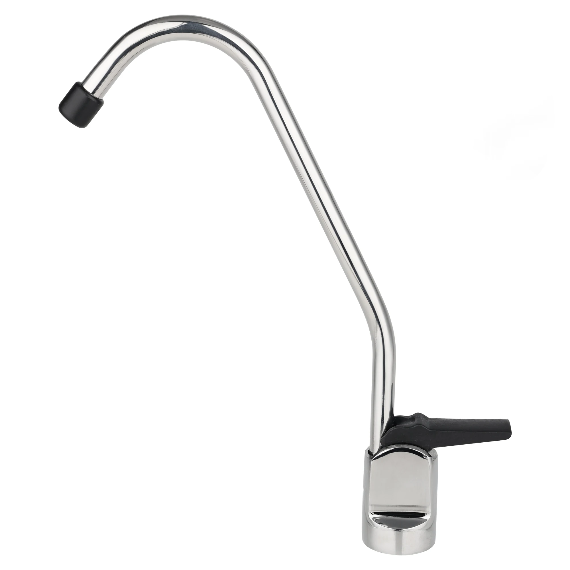 Black Handle Push Switch Single Handle Gooseneck Faucet Bathroom Kitchen