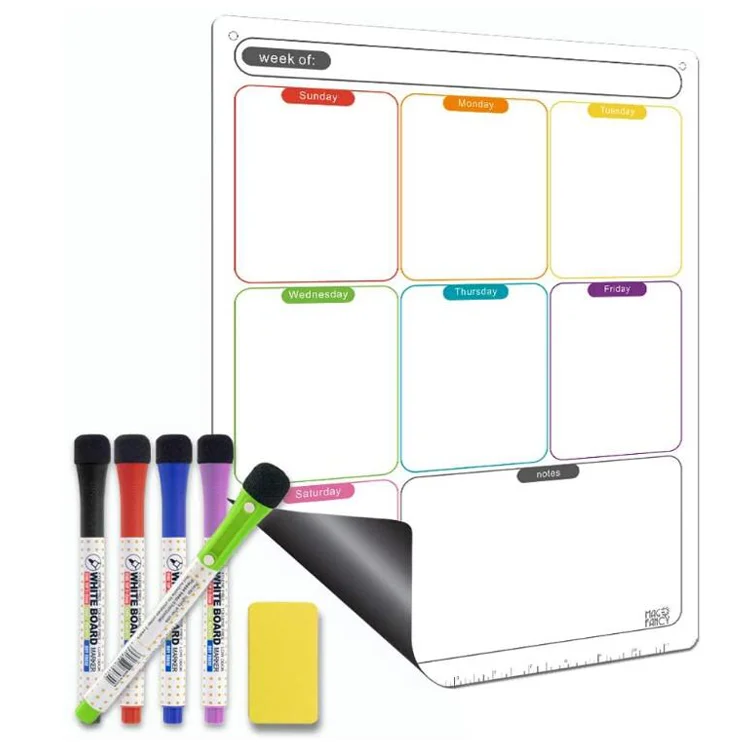 
HP121 custom magnetic calendar weekly food meal shopping fridge magnet planner whiteboard 