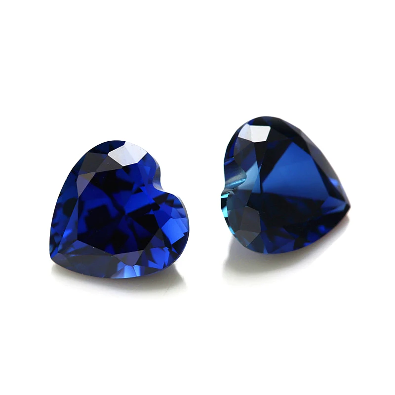 Best selling fancy cut Synthetic sapphire gemstones 34# blue corundum Heart shape 5x5mm 4x4mm aquamarine stones