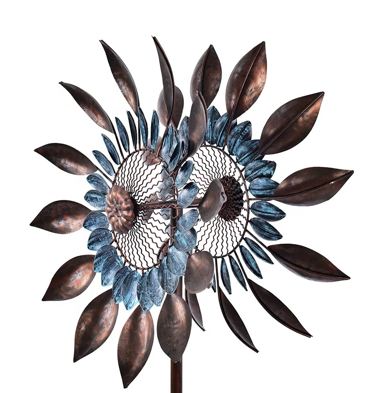 Hourpark High-grade garden decoration Double-sides blue and copper wind spinners for