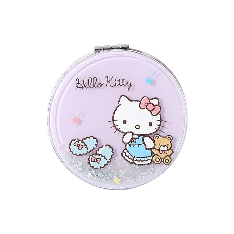 2024 Hot Selling Kulomi Pacha Dog Cartoon Cute Double Sided Folding Quicksand Mirror Going Out Cosmetic Mirror Birthday Gift