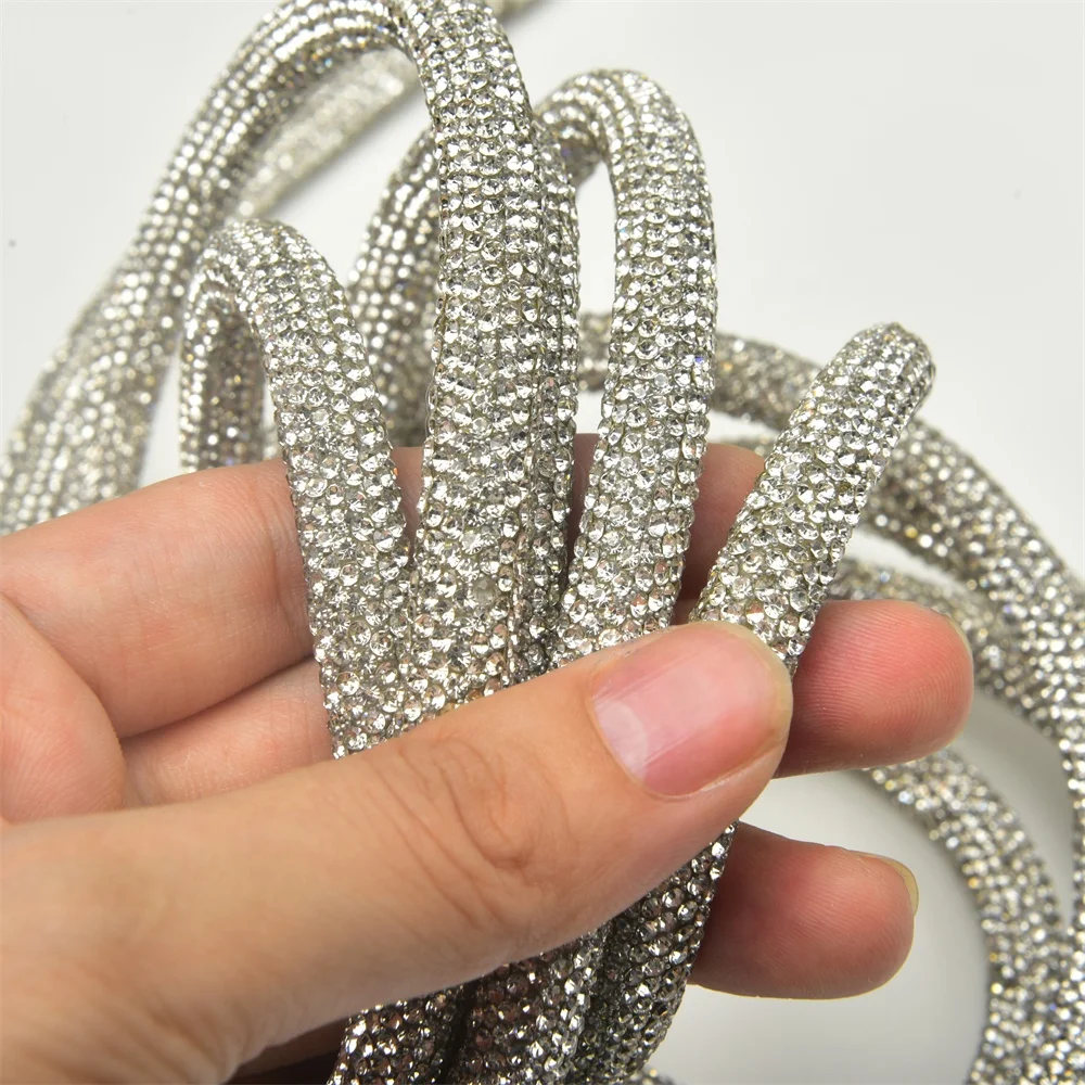 9mm large crystal sparkling diamond braided rope rhinestone cotton string suitable for shoes clothing bags DIY decoration