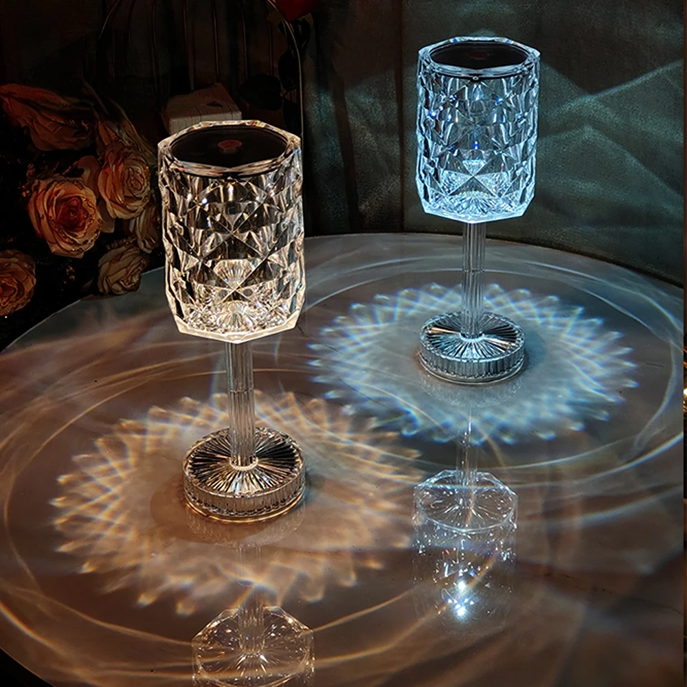 RGB Remote Control Romantic Night Lights Restaurants Bar Bedside Decoration USB Table Light LED Crystal Projection Desk Lamp