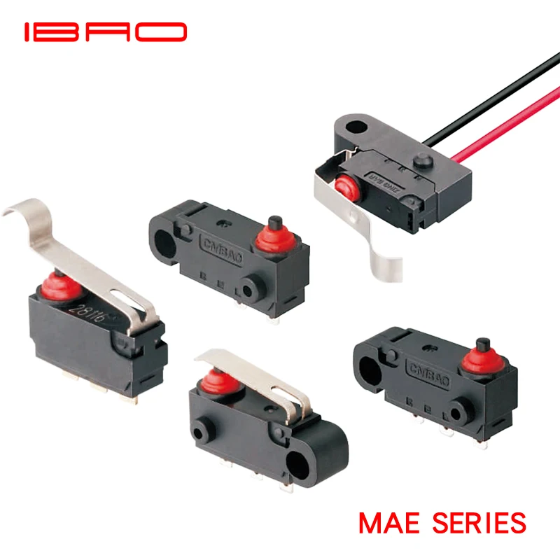 IBAO CNIBAO MAE SERIES Micro Switch Car Waterproof Micro Switch 12v Omron Micro Switch 250V -40~85°C CN;ZHE ≤100mω ≥100MΩ IP67