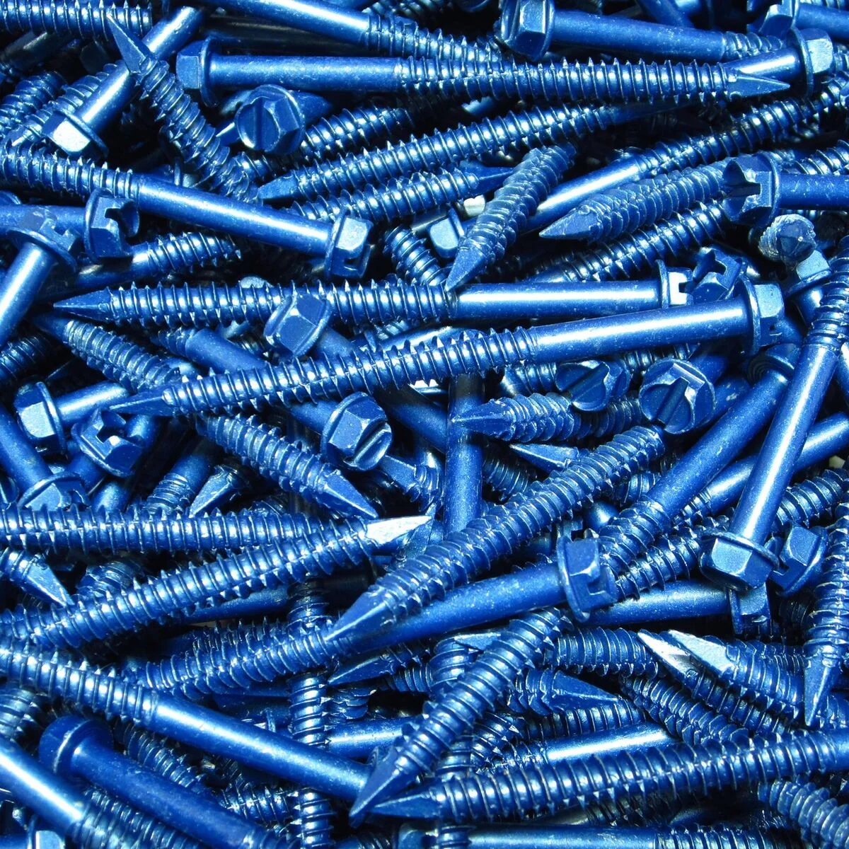 Blue Concrete Anchor Screws Carbon Steel Hardened Hex Head Concrete Screw Masonry Anchors