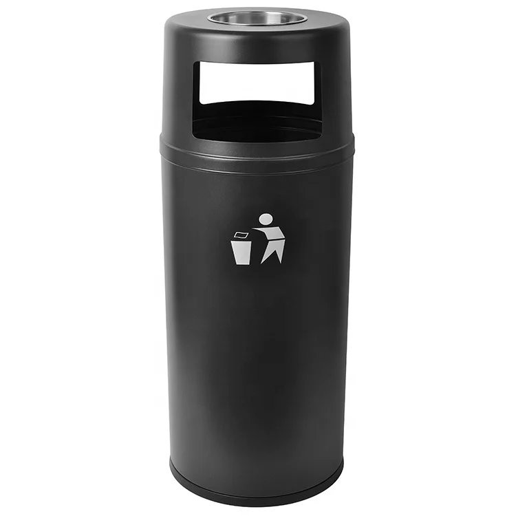 90L Hotel Lobby Round Outdoor Airport Public Ashtray Bin Stand Trash Can Stainless Steel Metal Garbage Can