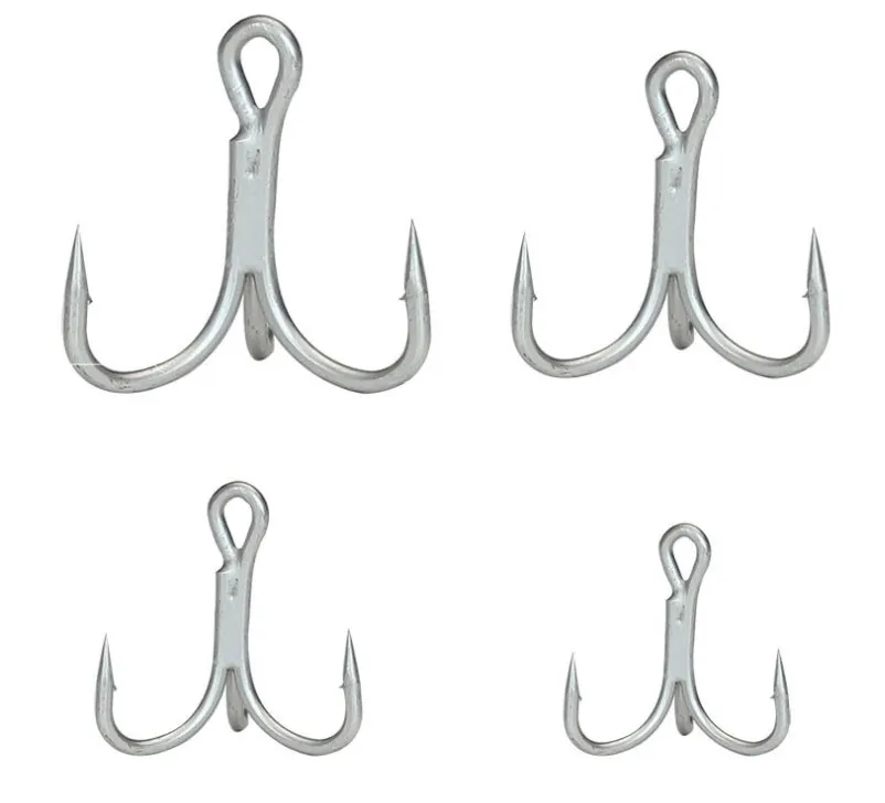 wholesale New  Pesca 4X Strength high carbon steel Barbed Treble Fishing Hook  round bent Fishing Hooks