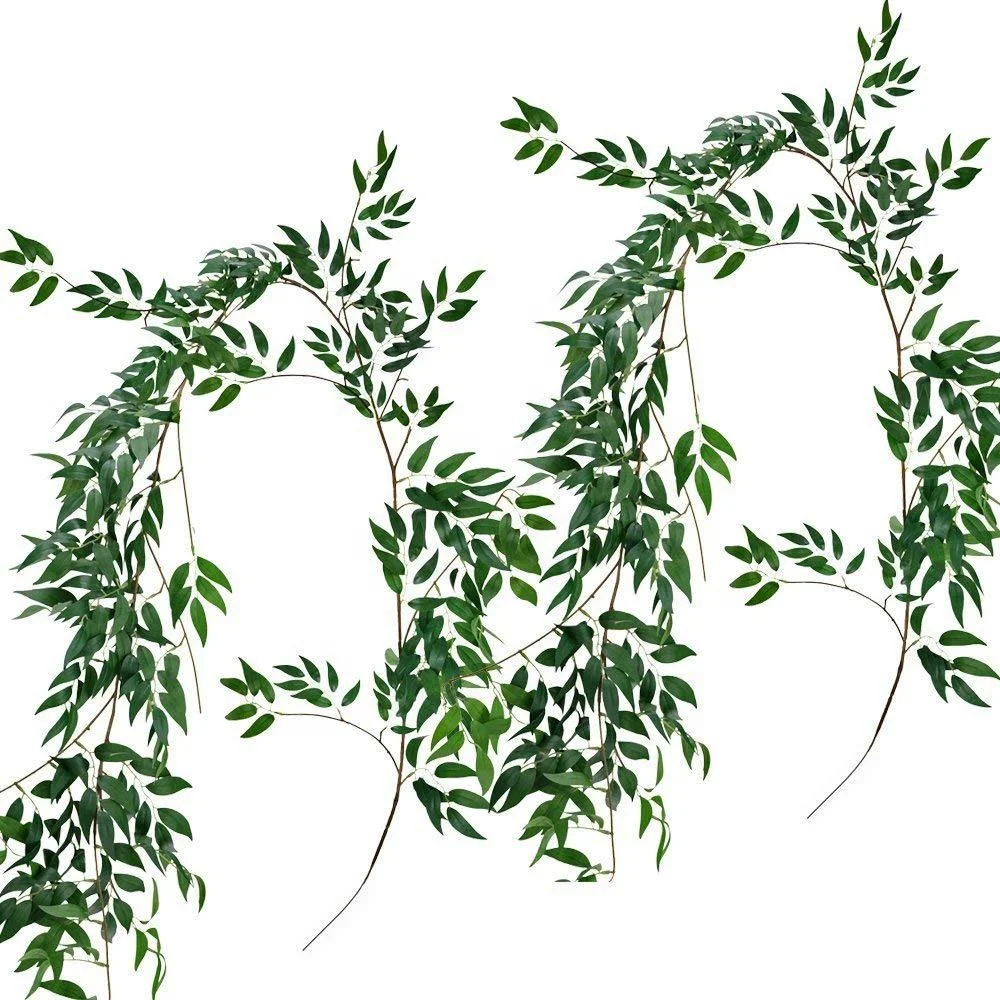 O-X318 Wholesale eucalyptus leaves greenery vine artificial Cheap eucalyptus willow leaves hanging garland for home garden decor