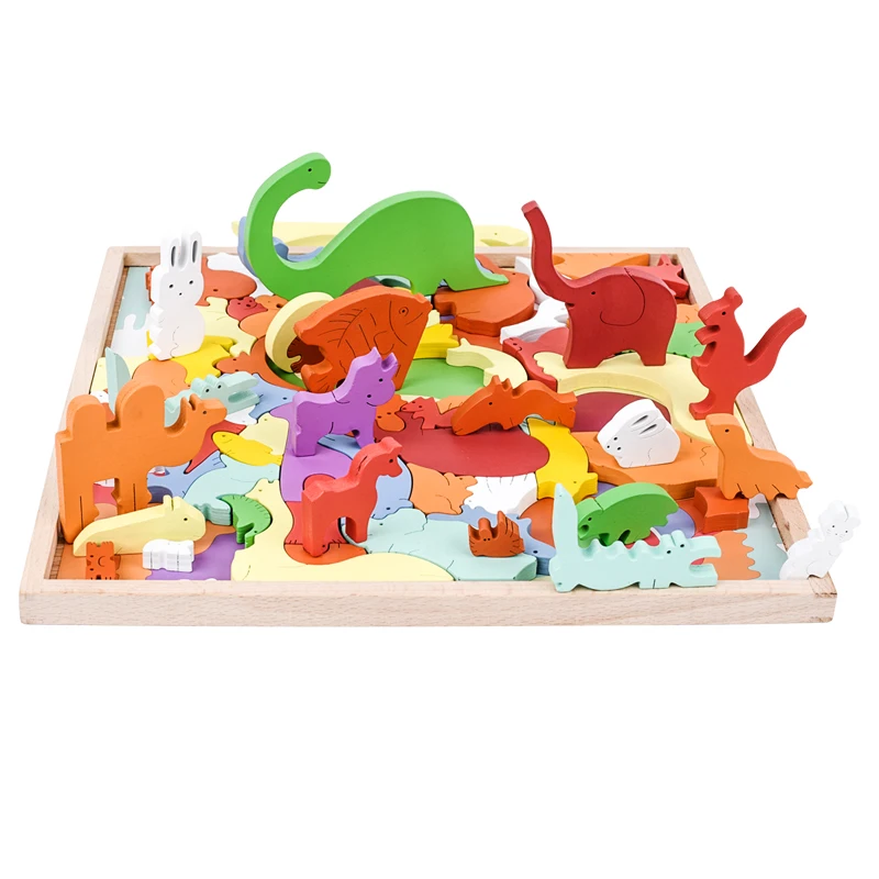 Children Learning Games Developing Kids Toddler Gifts Montessori Jigsaw Big Crazy Animal Puzzle Toys