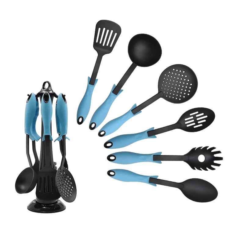 6 pieces kitchenware cooking tools high quality PA66 nylon kitchen utensil set with plastic holder