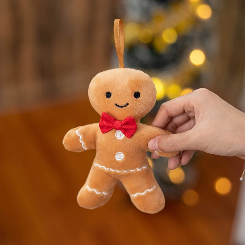 Christmas gingerbread man keychain plush cuddly gingerbread plush keychain mini boy and girl gingerbread man plush keychain