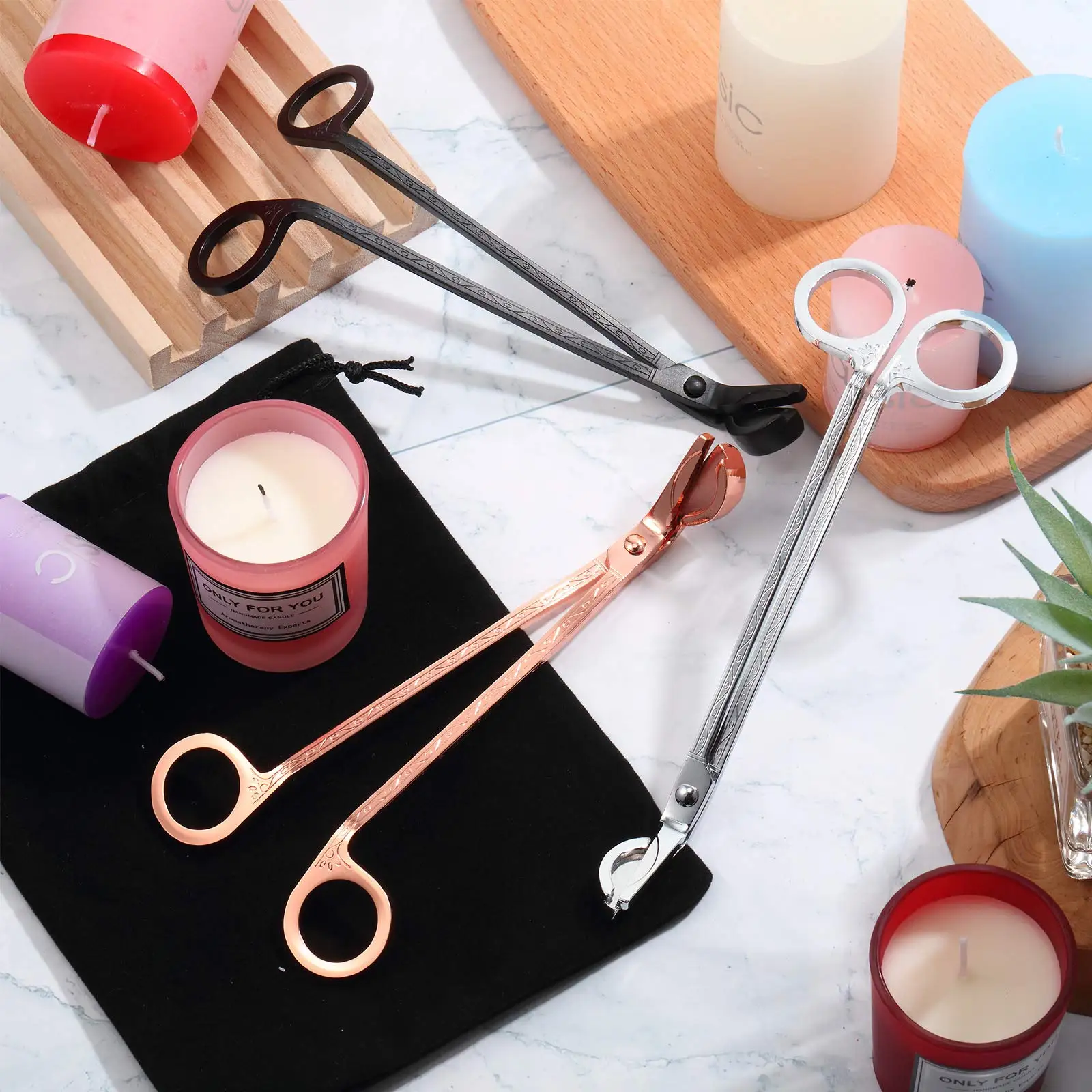 Luxury Stainless Steel Scented Candle Cutter Wick Trimmer Wicks Cutter Candle Accessories