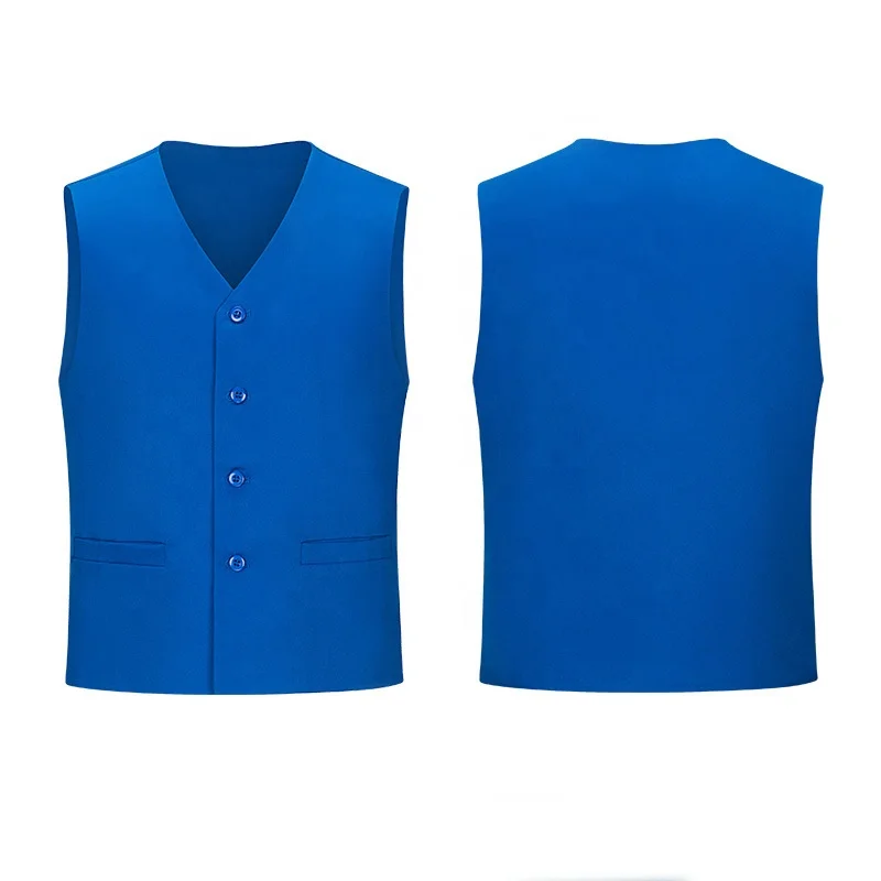 Custom Printing Logo Work Vest Waiter Uniform Men/Women Button Vest for Supermarket Clerk & Volunteer