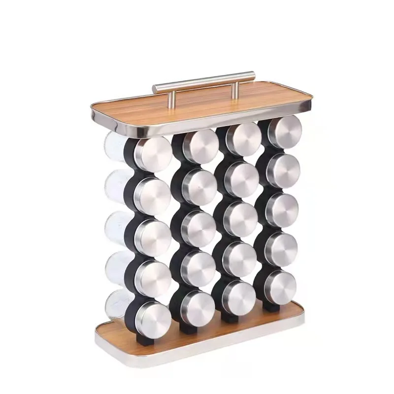 DS2190 Countertop Spice Rack Organizer with Jar Included Spices Standing Rack Shelf Holder 20 Jar Stainless Steel Spice Rack