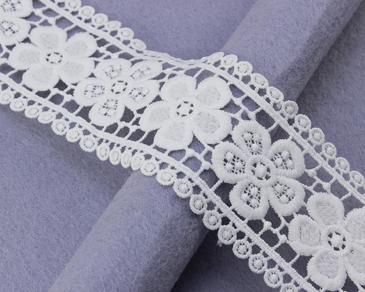 Custom Color French Nylon Guipure 3D Flower Polyester Trim Lace Material Border Embroidered Lace Trim For Lingerie Dress