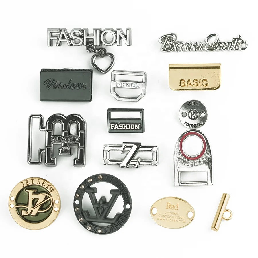 JinYi Hardware Factory OEM ODM Brand Logo Design Zinc Alloy Custom Garment Metal Label Tag