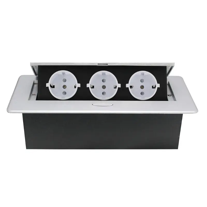 Multimedia Outlet Connection Box Desktop Pop-up 3 Power EU Plug Socket for Home