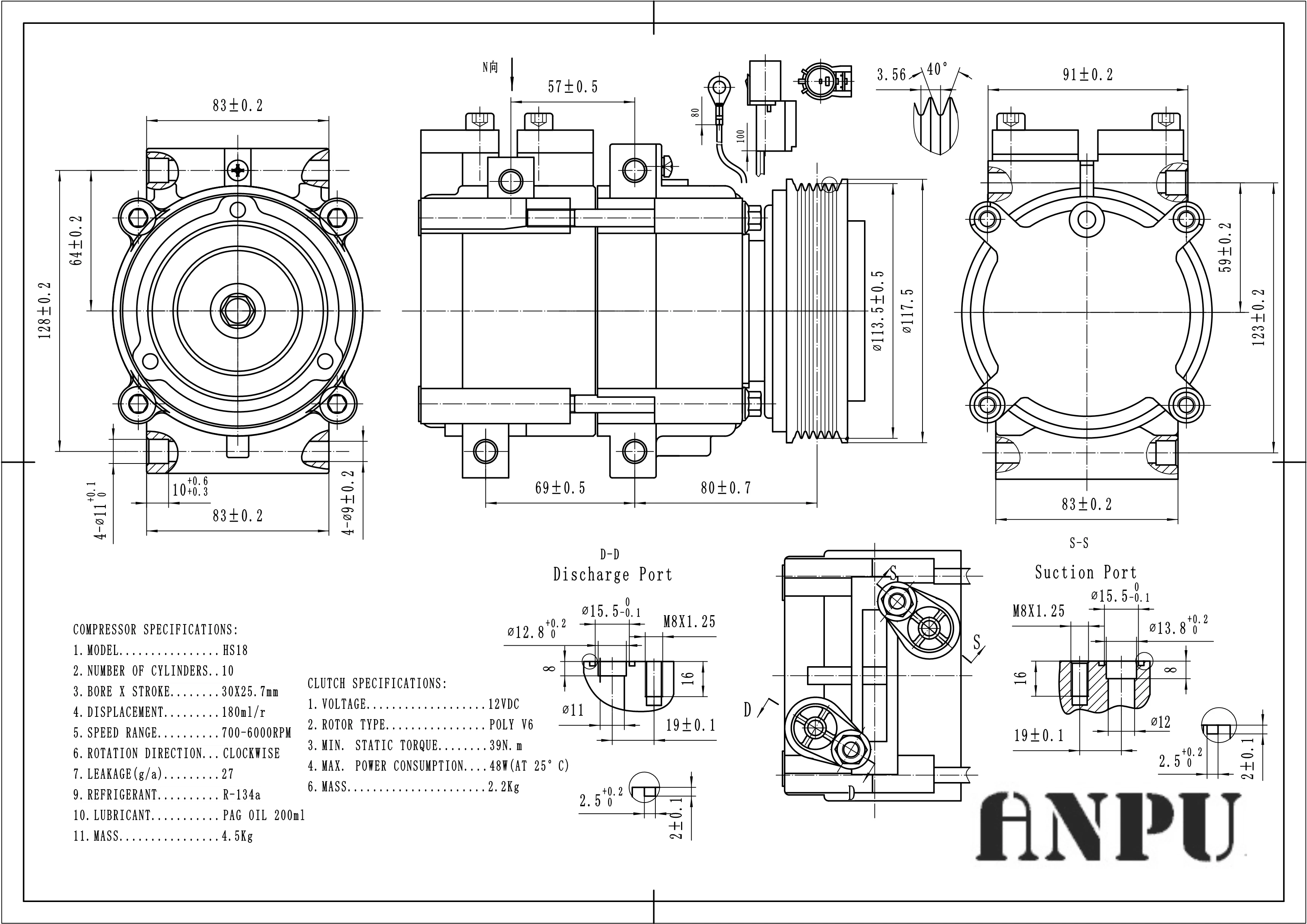 all new auto ac compressor hs18 ac compressor for 6PK 114MM 58119