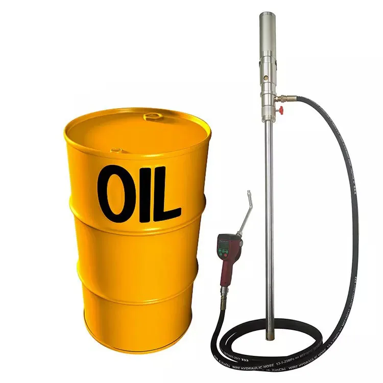 200L Portable Air Lubricating Lube transfer Barrel Pump Pneumatic Oil Drum Pump with Preset Digital Oil Meter Gun