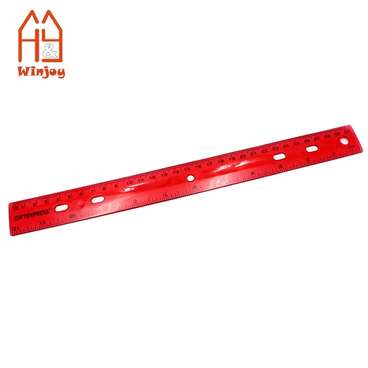 12 Inch/30cm Transparent Plastic Ruler, Assorted Color with Customized Personalized logo for School & Office.