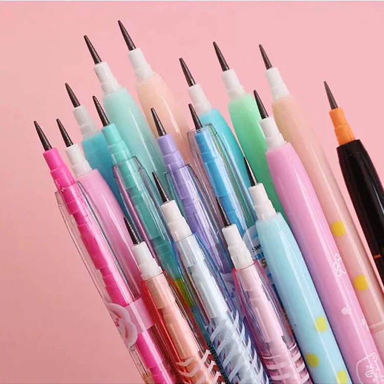 Plastic 11Tips Multicolor Push Point Fun Pencils Kawaii Novelty Stationery Gifts Bullet Stackable Pencil Set