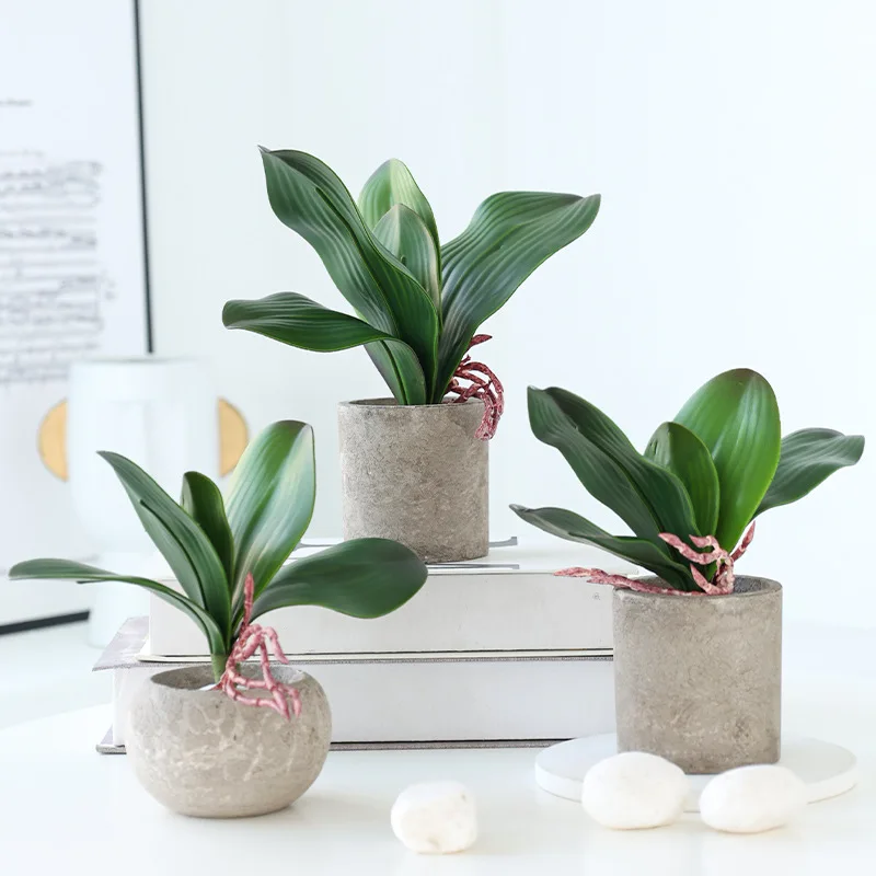 Hot mini real touch phalaenopsis orchid leaf artificial flower plant arrangement accessories