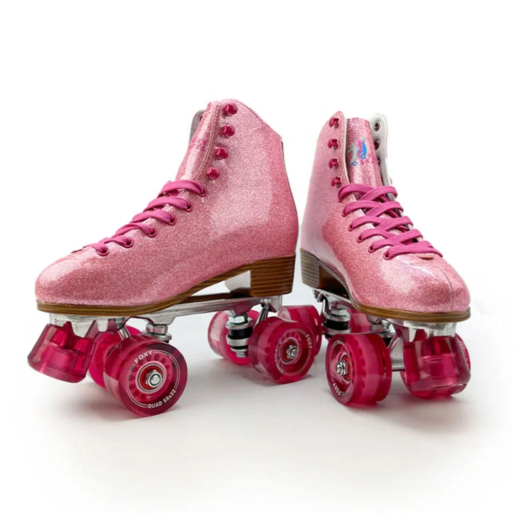 High Quality Professional ABEC-9 Quad Roller Skates Shoes Aluminum Alloy Frame 58mm LED Flash PU Wheels Free Leather EVA Mesh